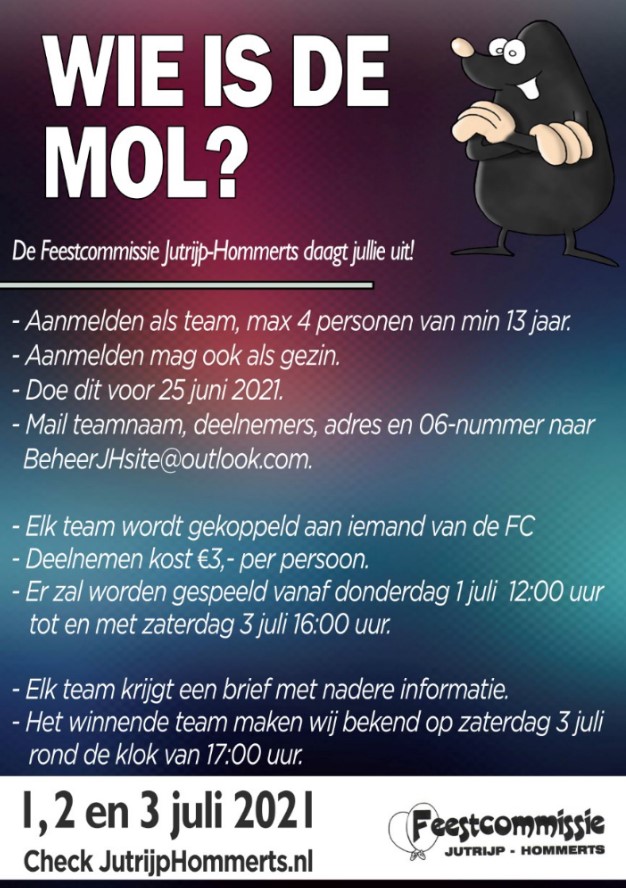 Frank Contract Overvloedig Feestcommissie presenteert: Wie is de Mol? – Jutrijp-Hommerts
